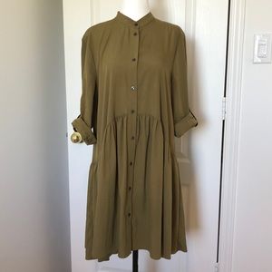 Zara olive green button dress